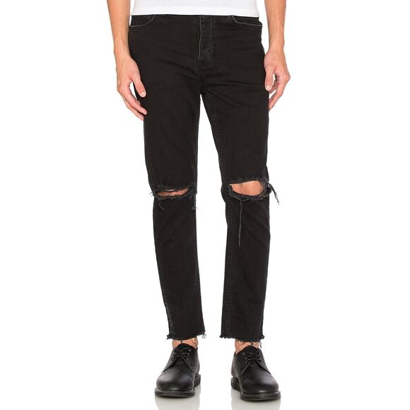 Ksubi Other - Ksubi Chitch Chop Black Beard Button Fly Raw Hem Distressed Jeans Mens Size 30